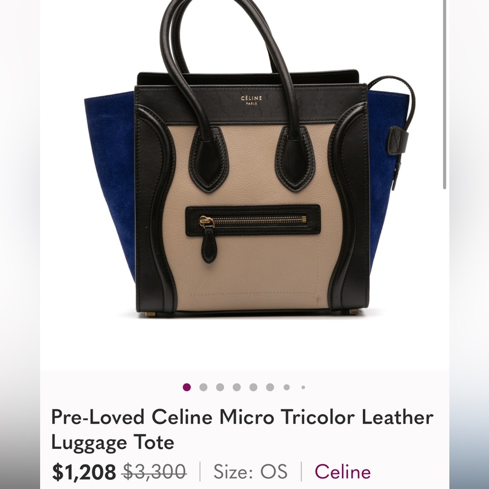 Celine Tricolor Mini Luggage Tote in Brown, Black, and Navy - Picture 5 of 11